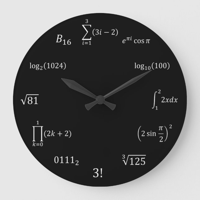 Math Equations and Notations Large Clock (Front)
