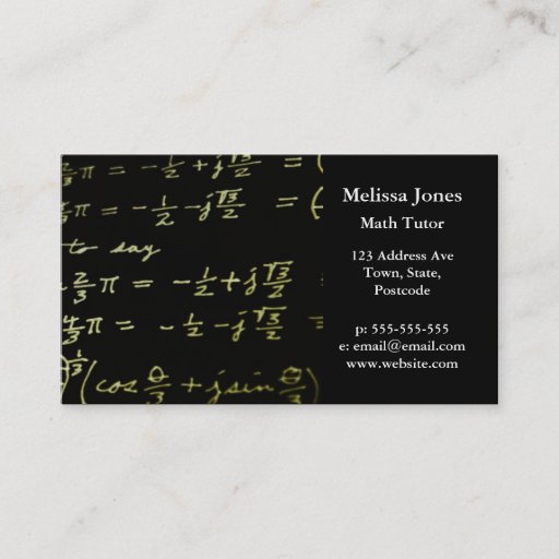 Customizable Math equations blackboard maths tutor / teacher business cards