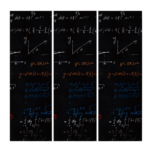 Math Equations Chalkboard Triptych (Front)