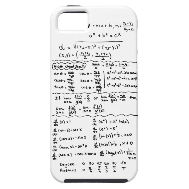 Math Equations Cheat Sheet iPhone 5 Case (Back)