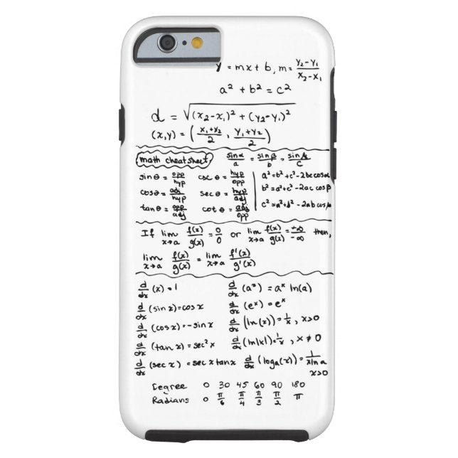 Math Equations Cheat Sheet iPhone 6 case (Back)