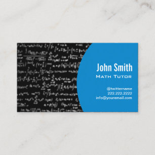 Math Equations Math Tutor Modern Blue Business Card