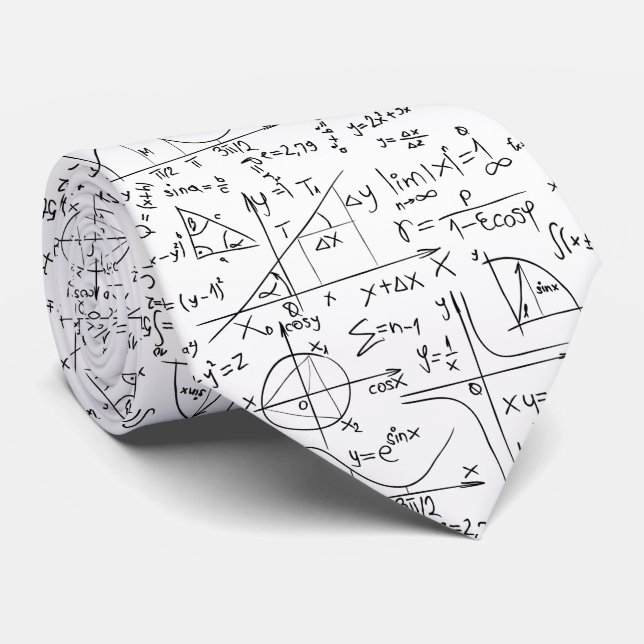 Math Equations Seamless Pattern Neck Tie (Rolled)