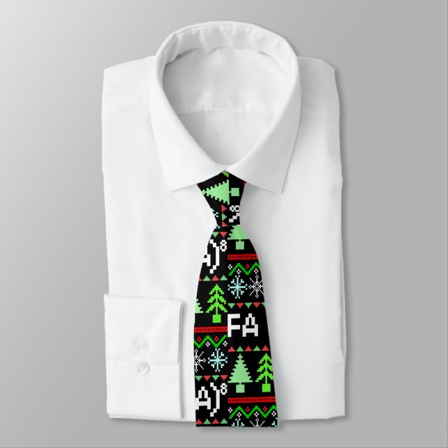 Math Fa La - Christmas Carol Ugly Sweater Style Neck Tie (Tied)