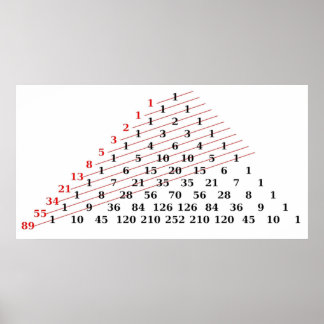 MATH Fibonacci numbers Pascals triangle Poster