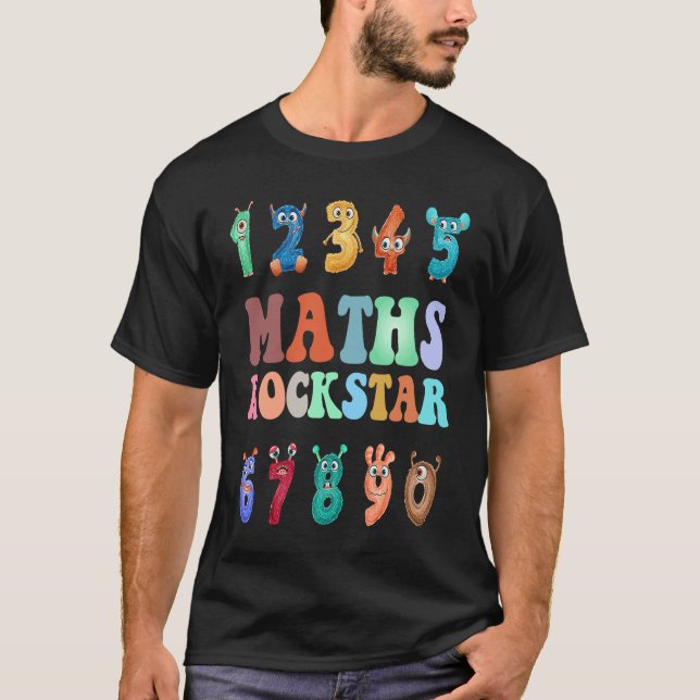 Math for Kids Boys or Girls  Cute Monster Numbers T-Shirt (Front)