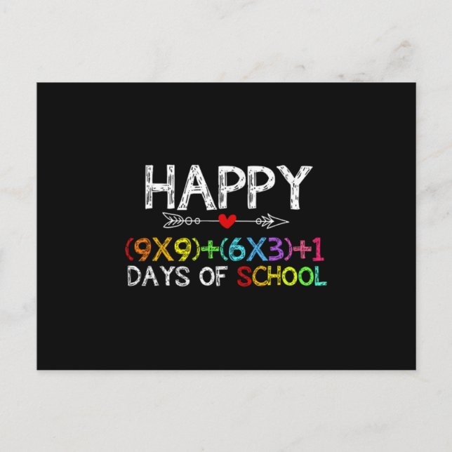 Math Formula 100 Days Of School Boys Girls Teacher Announcement Postcard (Front)