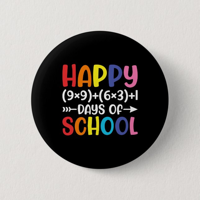 Math Formula 100 Days Of School Fun Math Teacher 1 Button (Front)