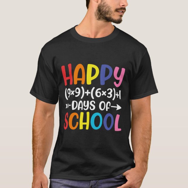 Math Formula 100 Days Of School Fun Math Teacher 1 T-Shirt (Front)