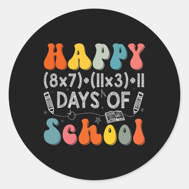Math Formula 100 Days Of School Funny Math Teacher Classic Round Sticker (Front)