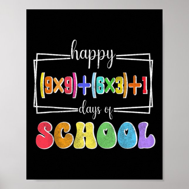 Math Formula 100 Days Of School Funny Math Teacher Poster (Front)