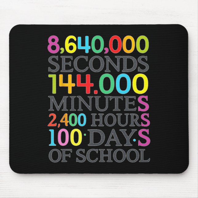 Math Formula 100 Days Of School Math Teacher Kids  Mouse Pad (Front)