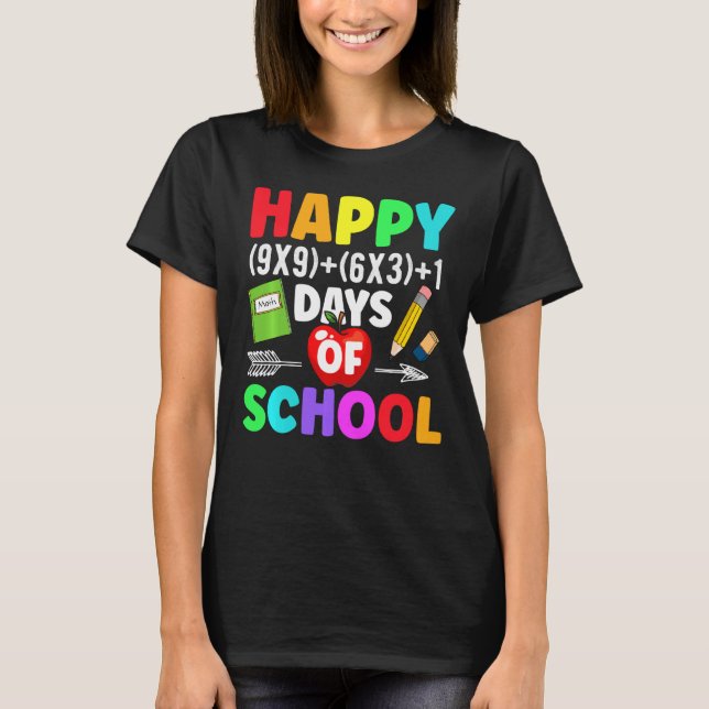 Math Formula 100 Days Of School Shirt Math Teacher (Front)