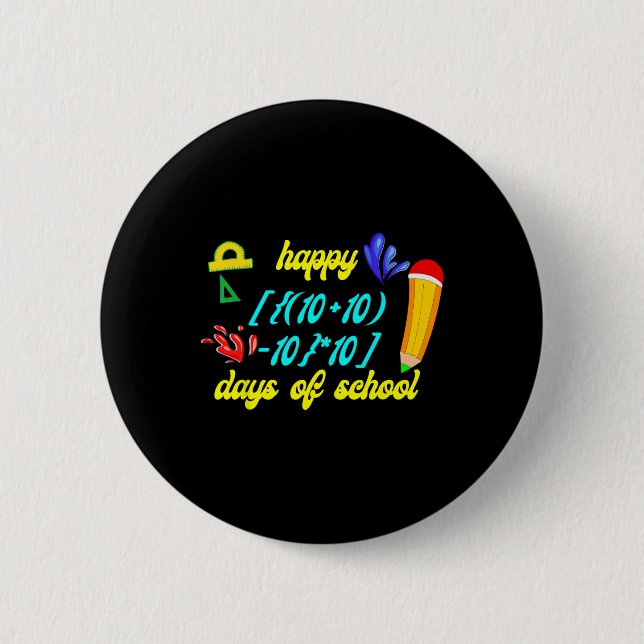 Math Formula Happy 100 Days Of School Funny Math T Button (Front)