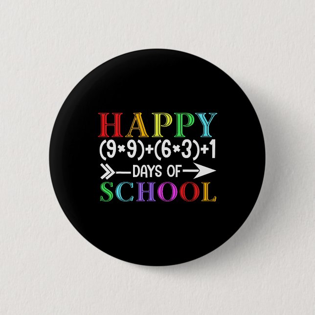 Math Formula Happy 100 Days Of School Funny Math T Button (Front)