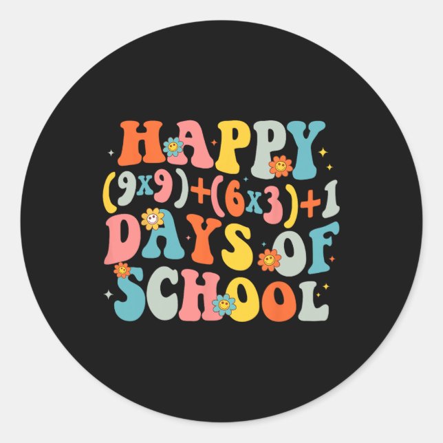 Math Formula Happy 100 Days Of School Funny Math T Classic Round Sticker (Front)