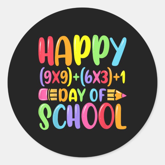 Math Formula Happy 100 Days Of School Teacher Math Classic Round Sticker (Front)