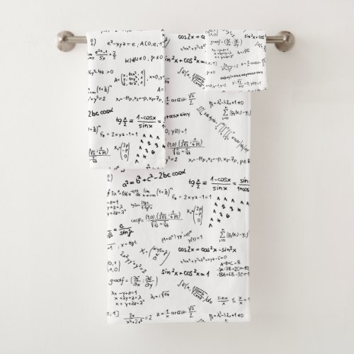 Math Formulas And Numbers Bath Towel Set