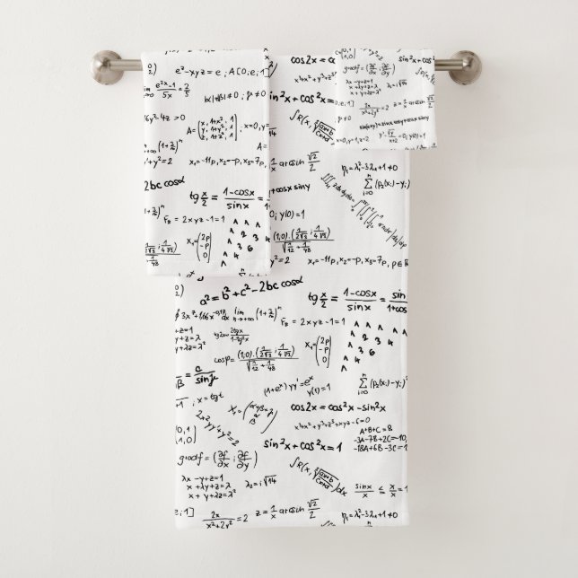 Math Formulas And Numbers Bathroom Bath Towel Set (Insitu)