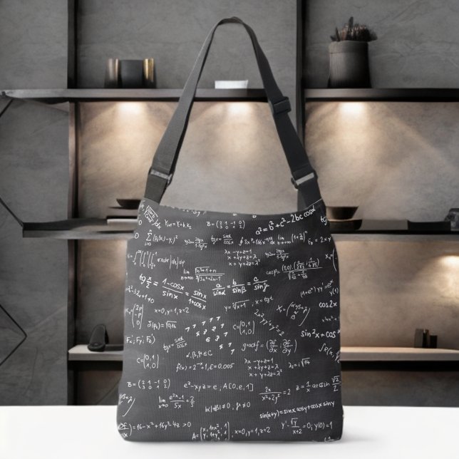 Math Formulas And Numbers On Blackboard Crossbody Bag (Math Formulas And Numbers On Blackboard Crossbody Bag At A Table Counter)