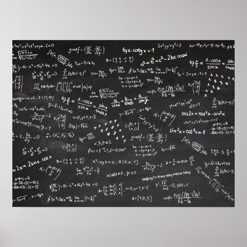 Math Formulas And Numbers Poster