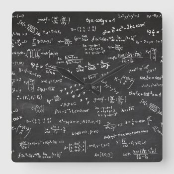 Math Formulas Chalkboard Square Wall Clock by wheresmymojo at Zazzle