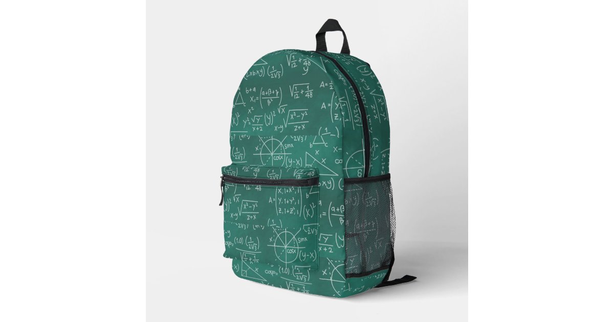 Math Formulas Geek Green Printed Backpack | Zazzle