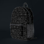 Math Formulas Geek Printed Backpack<br><div class="desc">Cool backpack for a geek, math teacher or science nerd featuring maths formulas on black.</div>