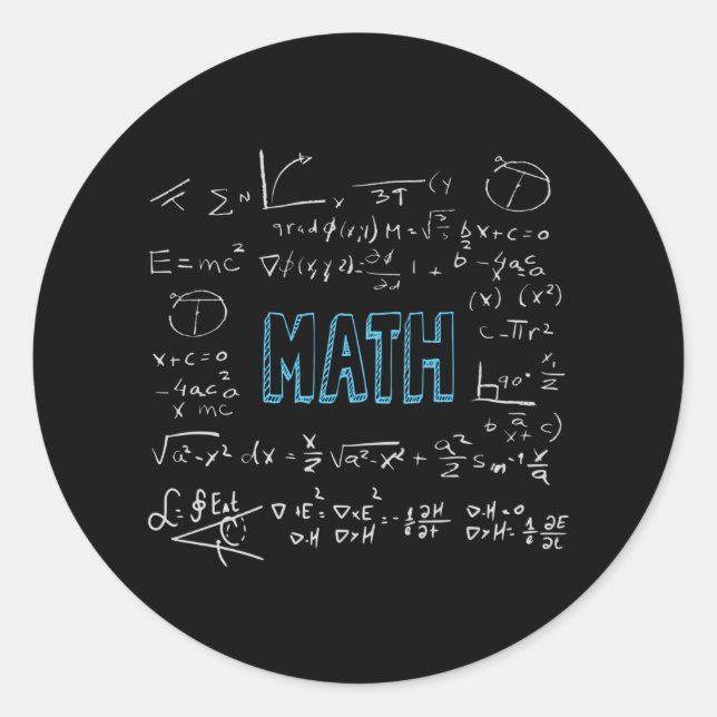 Math formulas mathematics classic round sticker (Front)