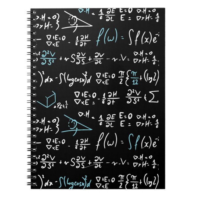 Math formulas mathematics physics student teacher  notebook (Front)