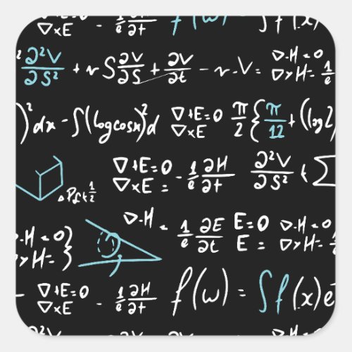 Math formulas mathematics physics student teacher  square sticker