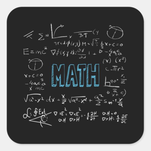 Math formulas mathematics square sticker