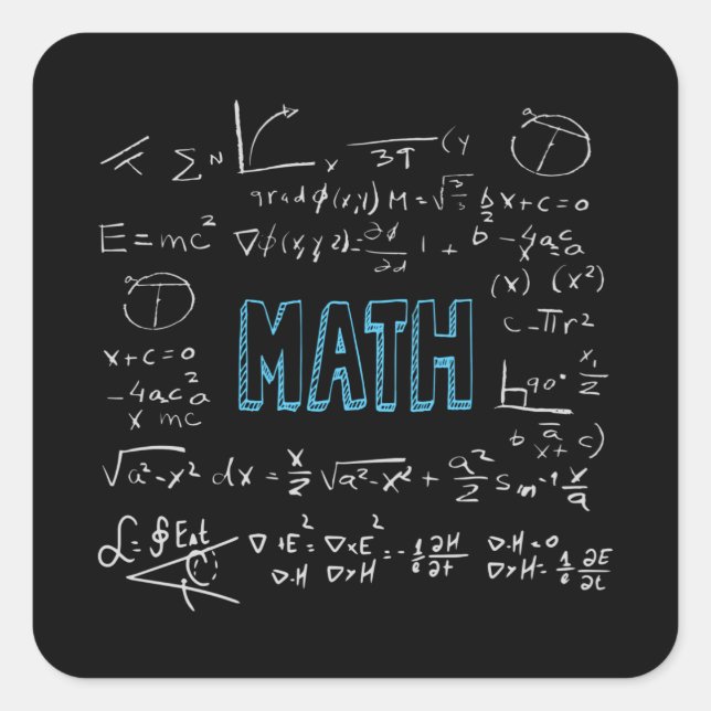 Math formulas mathematics square sticker (Front)