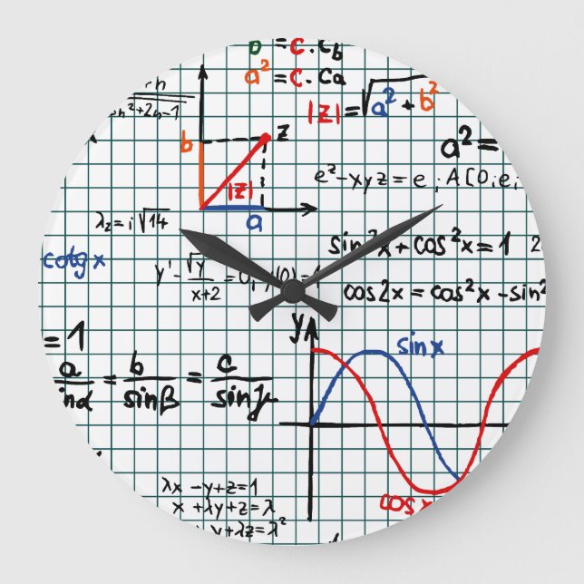 Math Formulas Numbers Large Clock (Front)