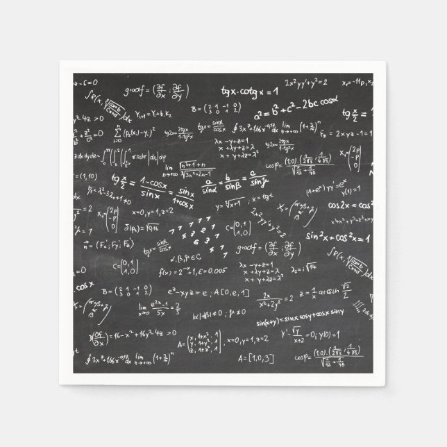 Math Formulas On A Blackboard Tableware Paper Napkins (Front)