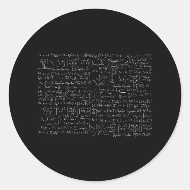 Math Formulas Pattern Classic Round Sticker (Front)