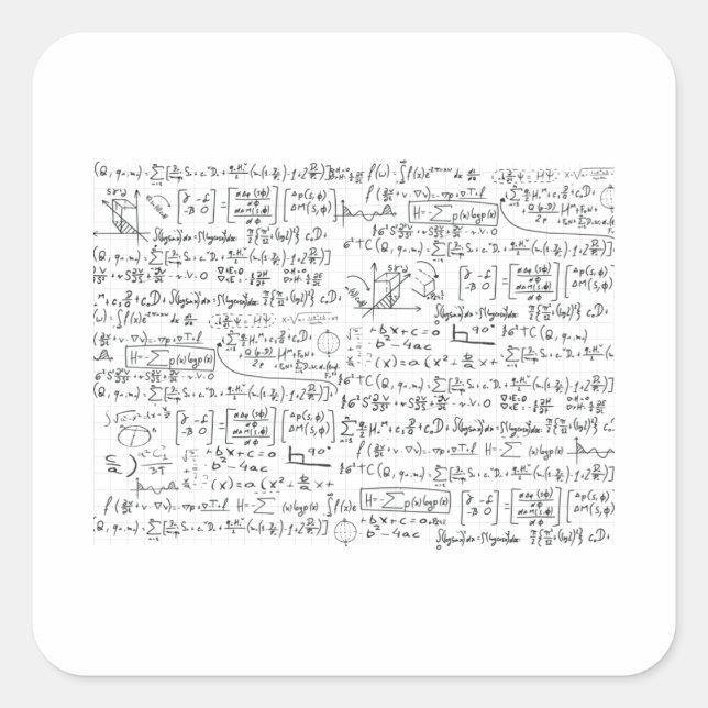 Math Formulas Pattern Square Sticker (Front)