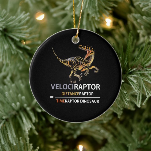 Math Geek Dinosaur Velociraptor Ceramic Ornament (Tree)