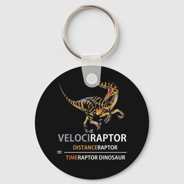 Math Geek Dinosaur Velociraptor Keychain (Front)