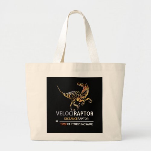 Math Geek Dinosaur Velociraptor   Large Tote Bag