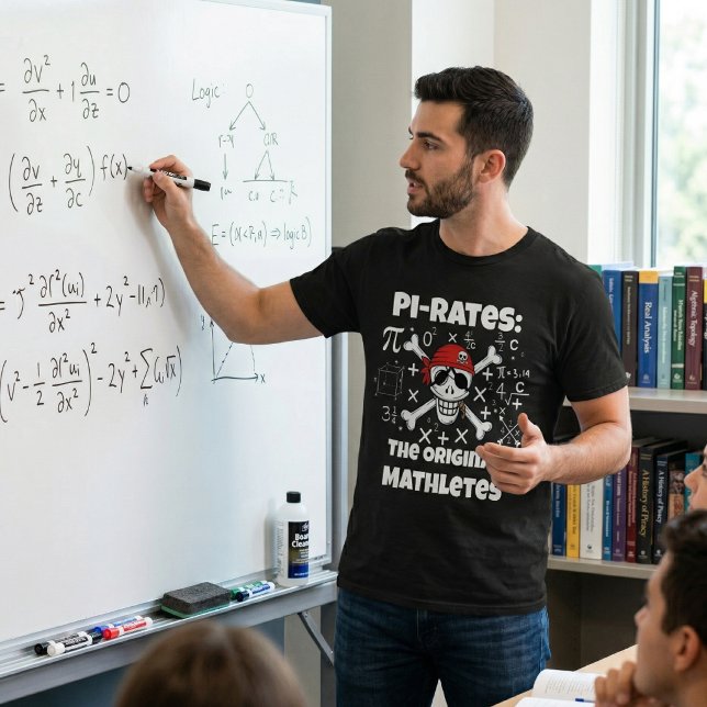 Math Geek- Funny Math Pirate Skull Teacher Humor T-Shirt (Creator Uploaded)