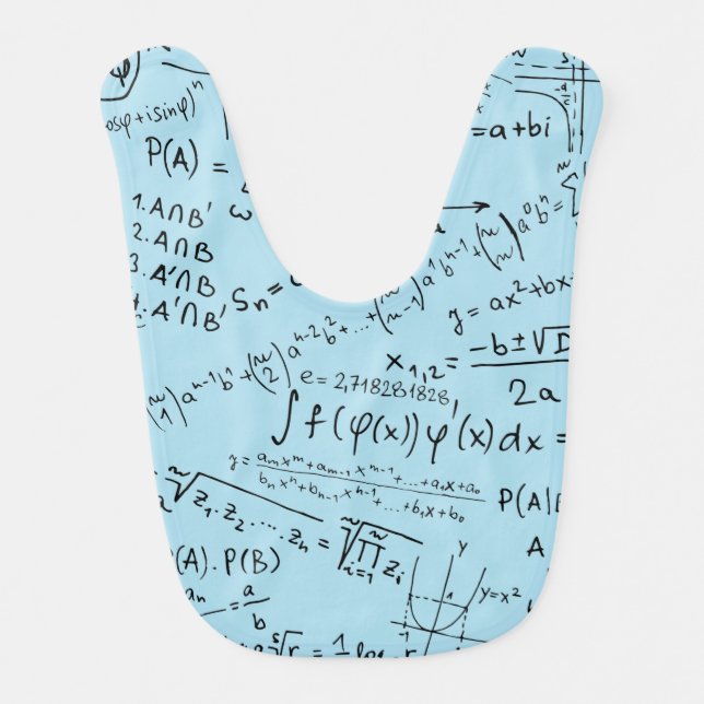 Math Geek, Mathematics Problem Solving Pattern Baby Bib (Front)