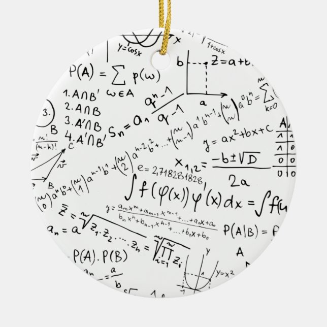 Math Geek, Mathematics Problem Solving Pattern Ceramic Ornament (Front)