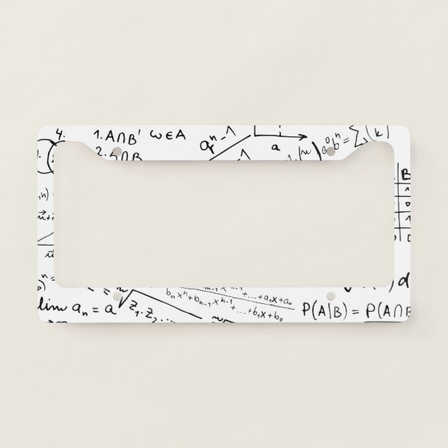 Math Geek, Mathematics Problem Solving Pattern License Plate Frame (Front)