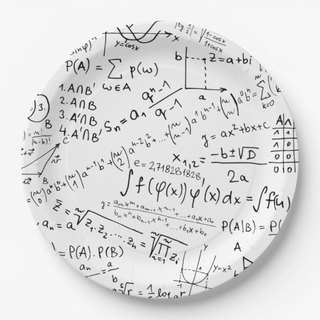 Math Geek, Mathematics Problem Solving Pattern Paper Plates (Front)