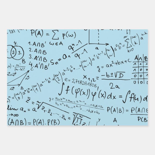 Math Geek, Mathematics Problem Solving Pattern Wrapping Paper Sheets (Front)