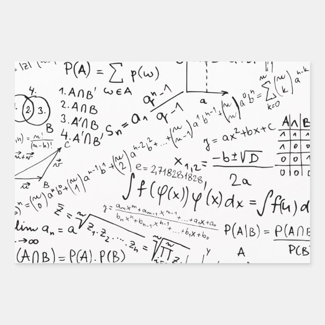 Math Geek, Mathematics Problem Solving Pattern Wrapping Paper Sheets (Front)