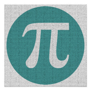 Math geek Pi symbol, blue circle and digits. Poster