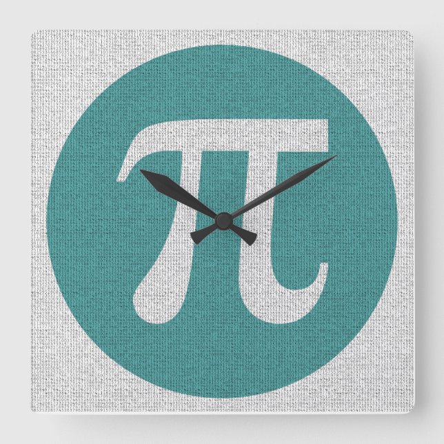 Math geek Pi symbol, blue circle and digits. Square Wall Clock (Front)