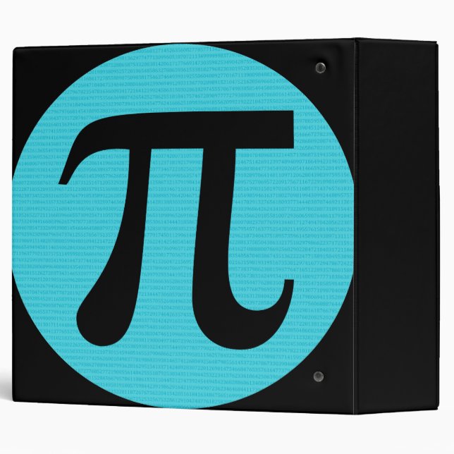 Math geek Pi symbol, blue on black 3 Ring Binder (Back/Spine)